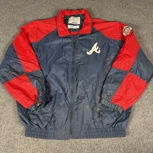 Vintage Starter Atlanta Braves Full Zip Windbreaker Size XL Nylon Jacket